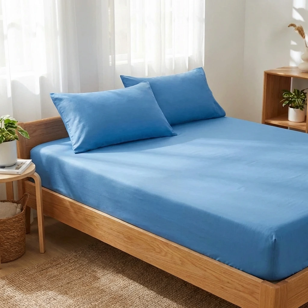 Bộ Ga Gối 3 món Cotton Satin Màu Trơn 4