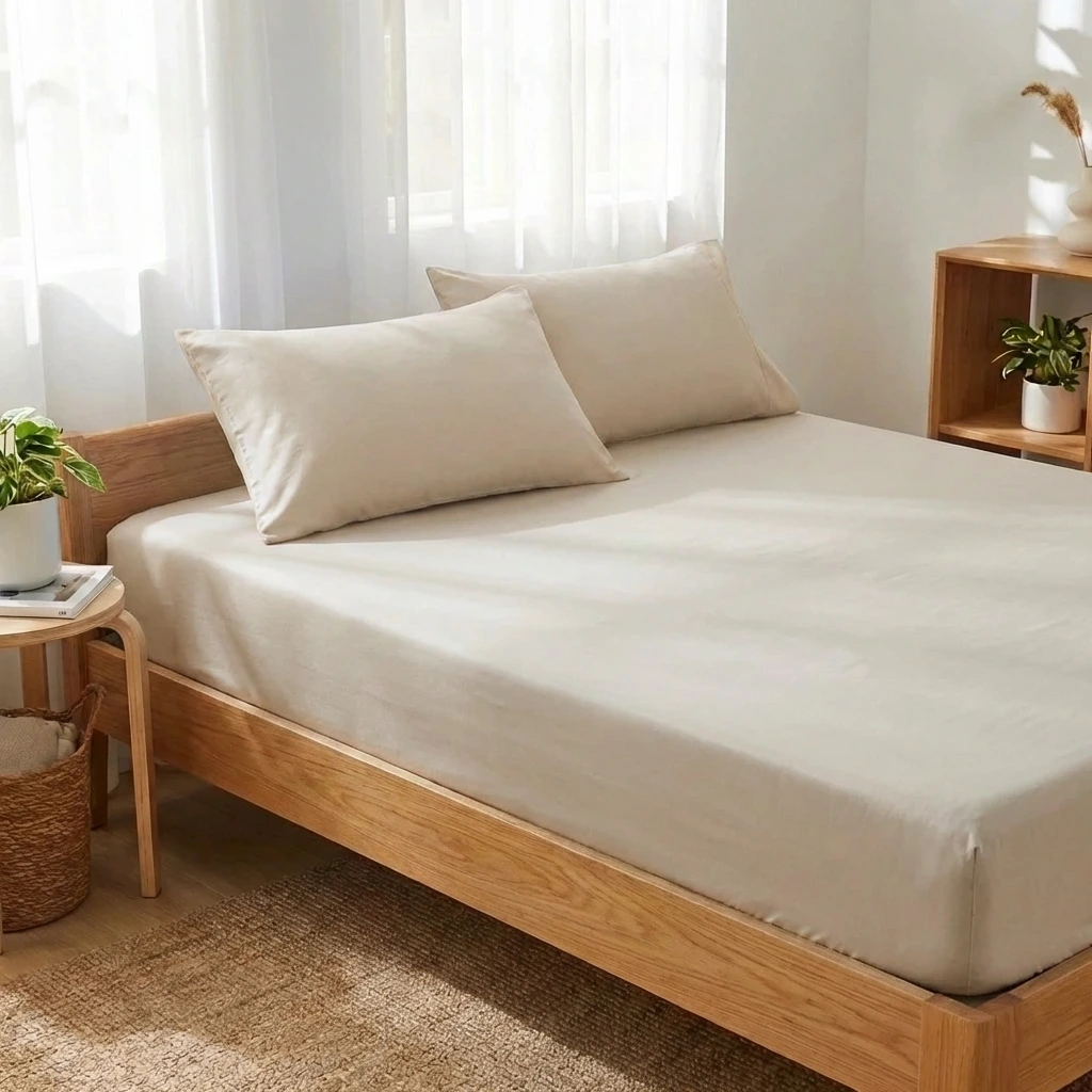 Bộ Ga Gối 3 món Cotton Satin Màu Trơn 13