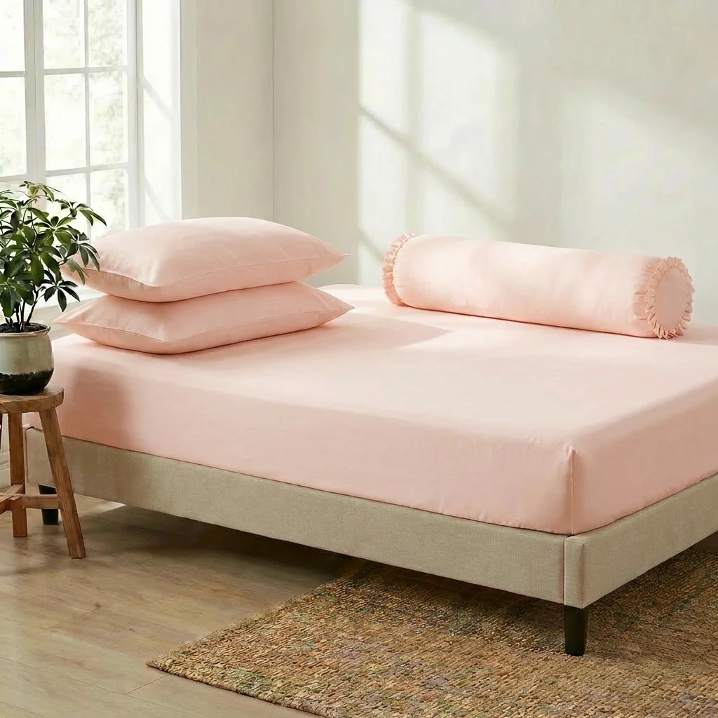 Bộ Ga Gối 4 món Cotton Satin Màu Trơn 1