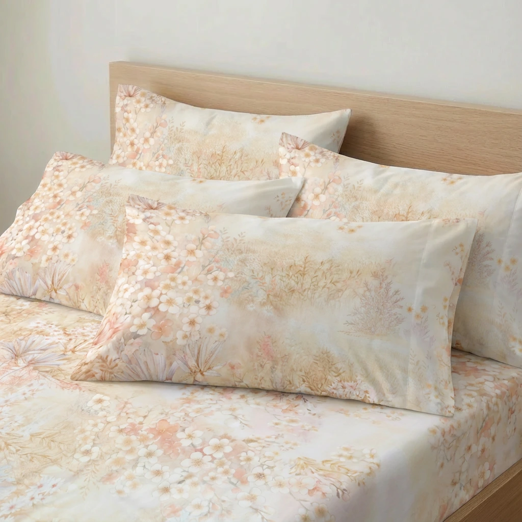 Bộ Ga Gối 3 món Lụa Tencel 60s Họa Tiết 1