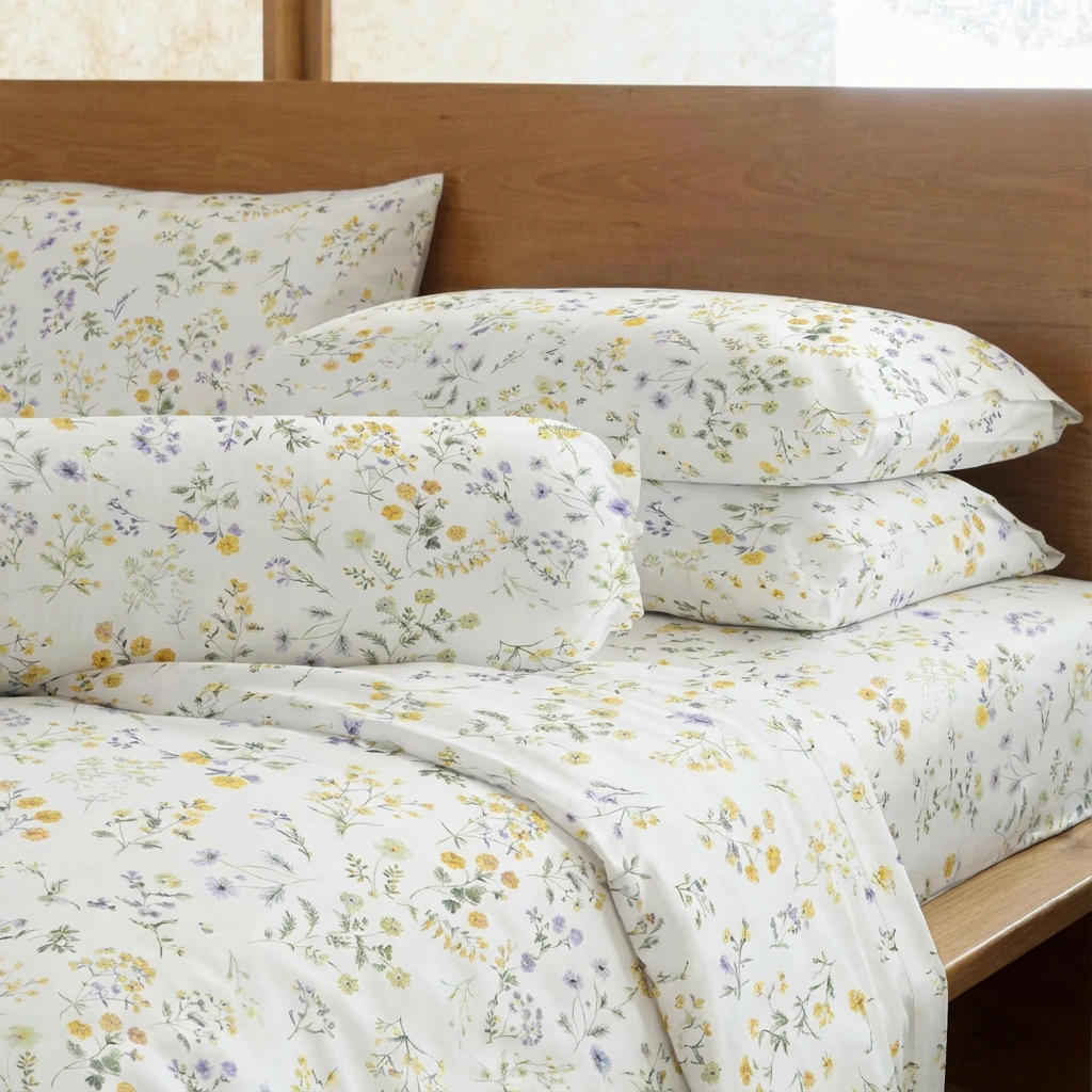 Bộ Ga Gối 4 món Lụa Tencel 60s Họa Tiết 1