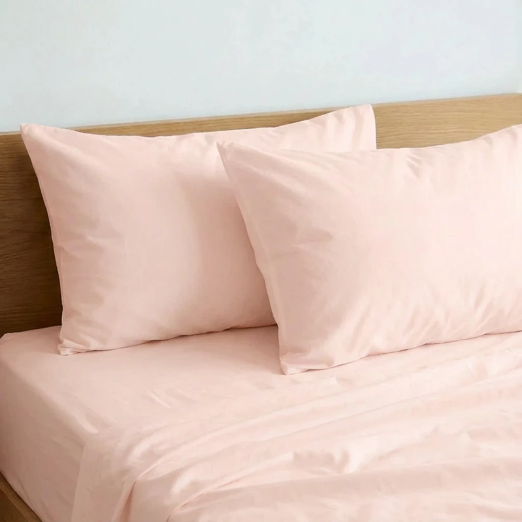 Bộ Ga Gối 3 món Cotton Satin Màu Trơn 3