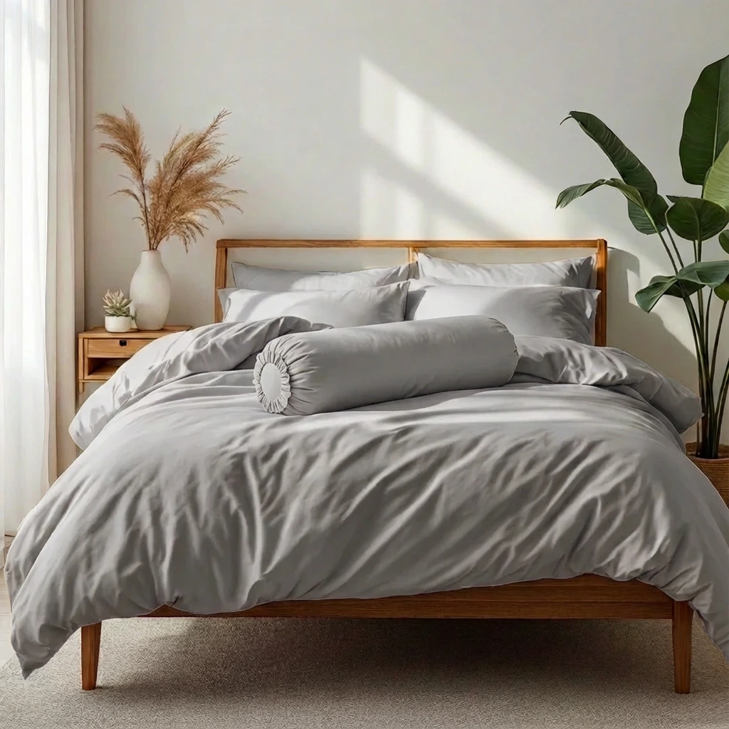 Bộ Chăn Ga Gối 5 món Cotton Satin Màu Trơn 8