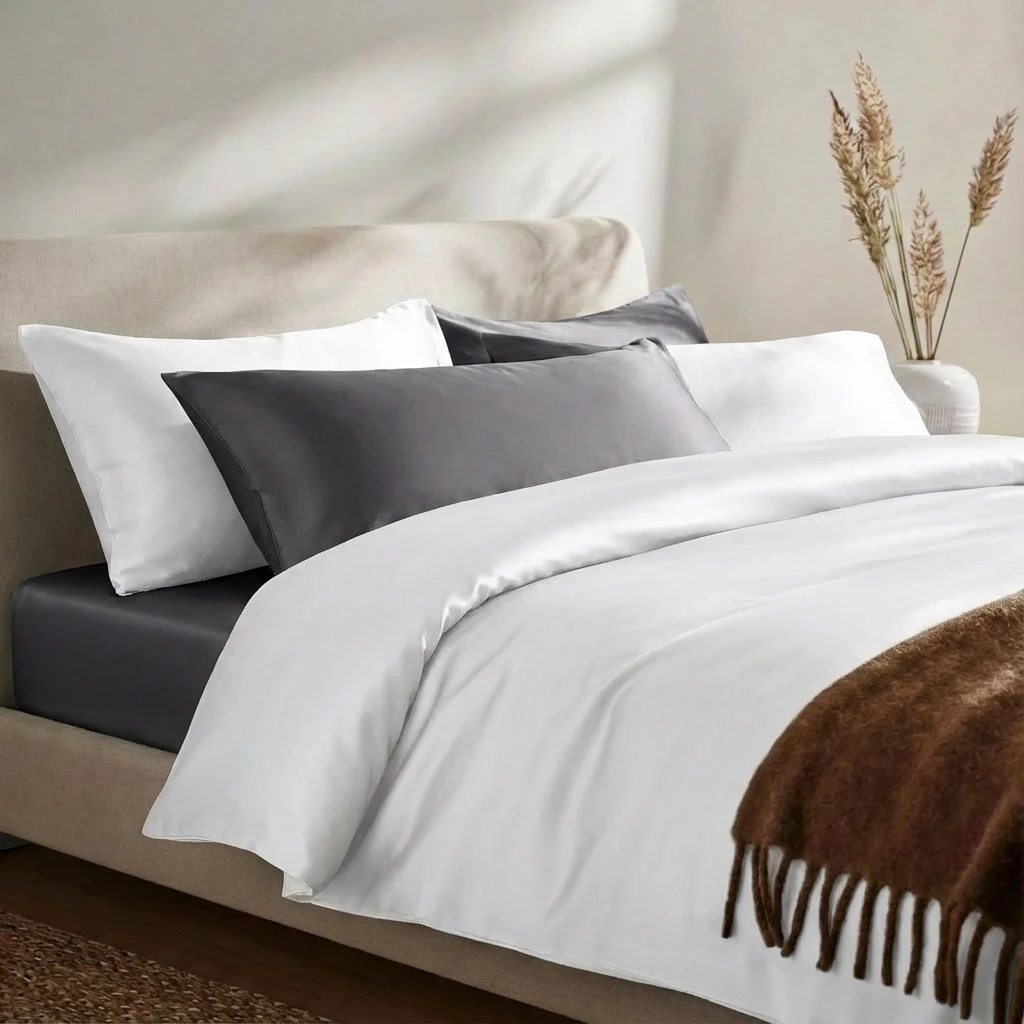 Bộ Ga Gối 3 món Lụa Tencel 60s Màu Trơn 22