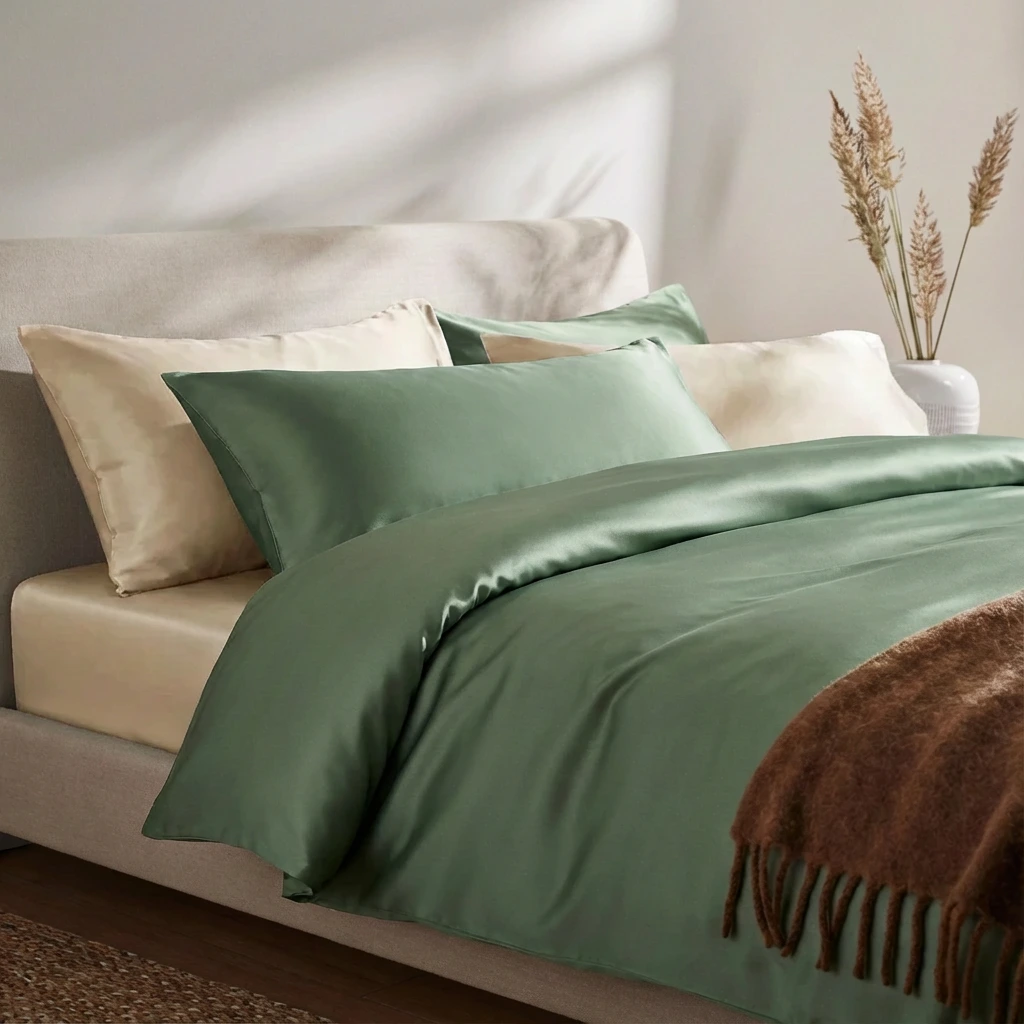 Bộ Ga Gối 3 món Lụa Tencel 60s Màu Trơn 7