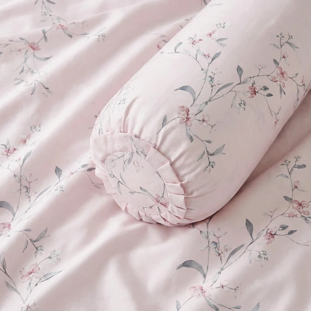 Bolster case / Vỏ gối ôm lụa Tencel 60s Hoạ Tiết 70x100 có bèo 3