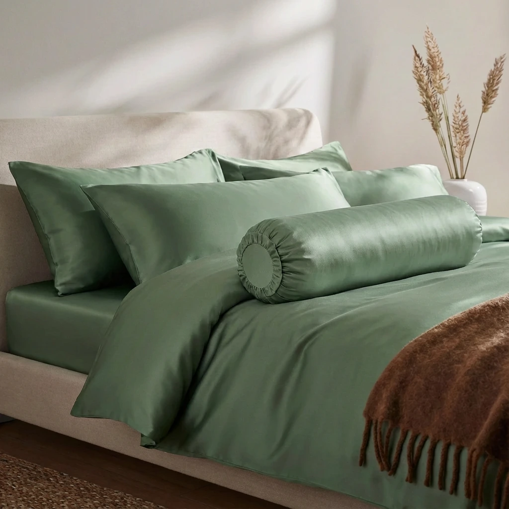 Bộ Ga Gối 4 món Lụa Tencel 60s Màu Trơn 7