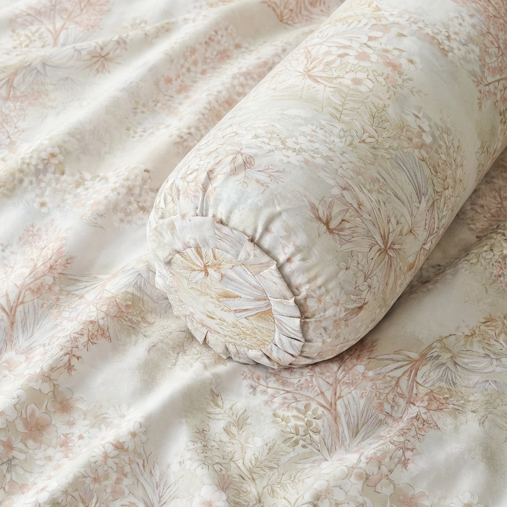 Bolster case / Vỏ gối ôm lụa Tencel 60s Hoạ Tiết 70x100 có bèo 2