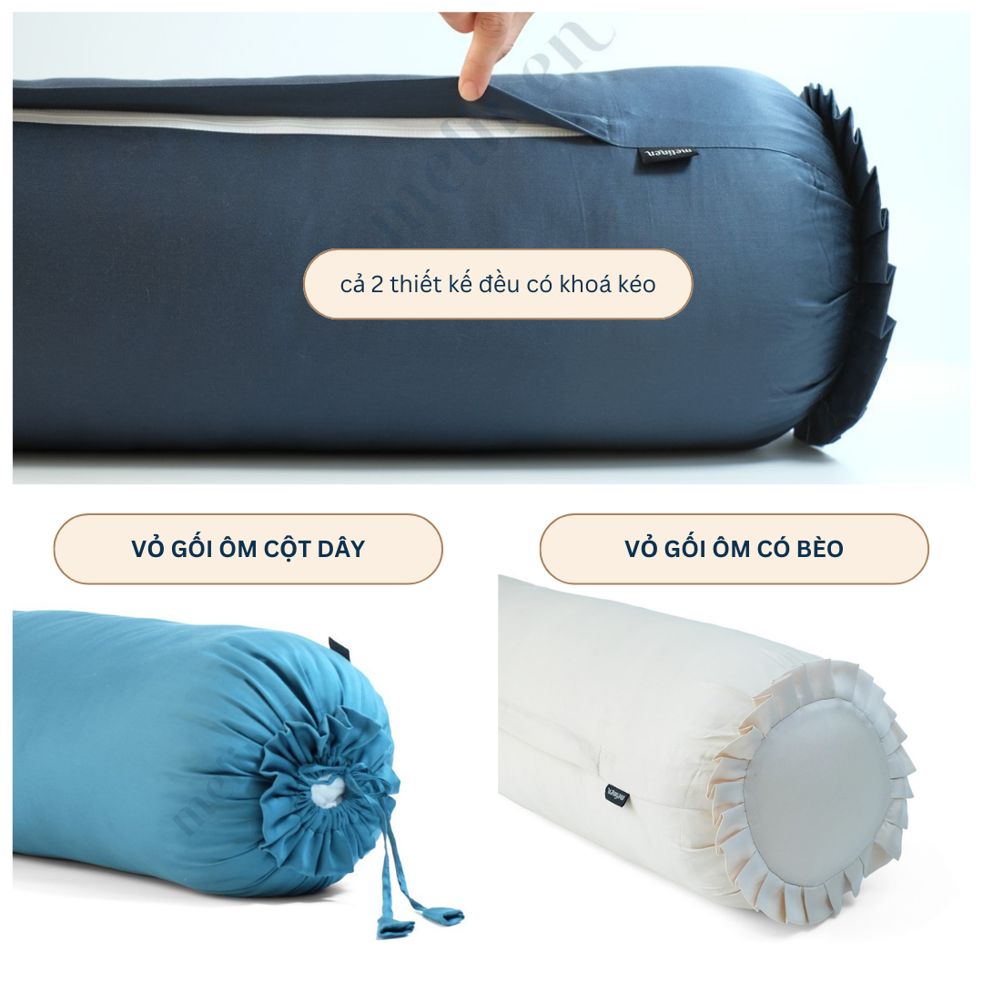 Vỏ Gối Ôm Cotton Satin Có Dây Rút 2