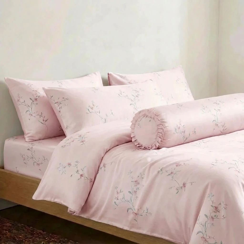 Bộ Ga Gối 4 món Lụa Tencel 60s Họa Tiết 10