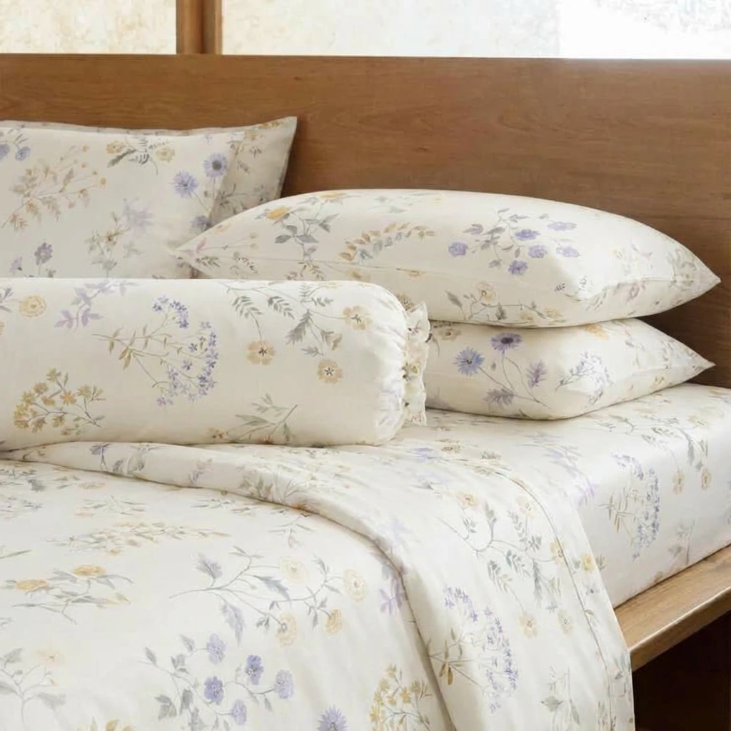 Bộ Ga Gối 4 món Lụa Tencel 60s Họa Tiết 1