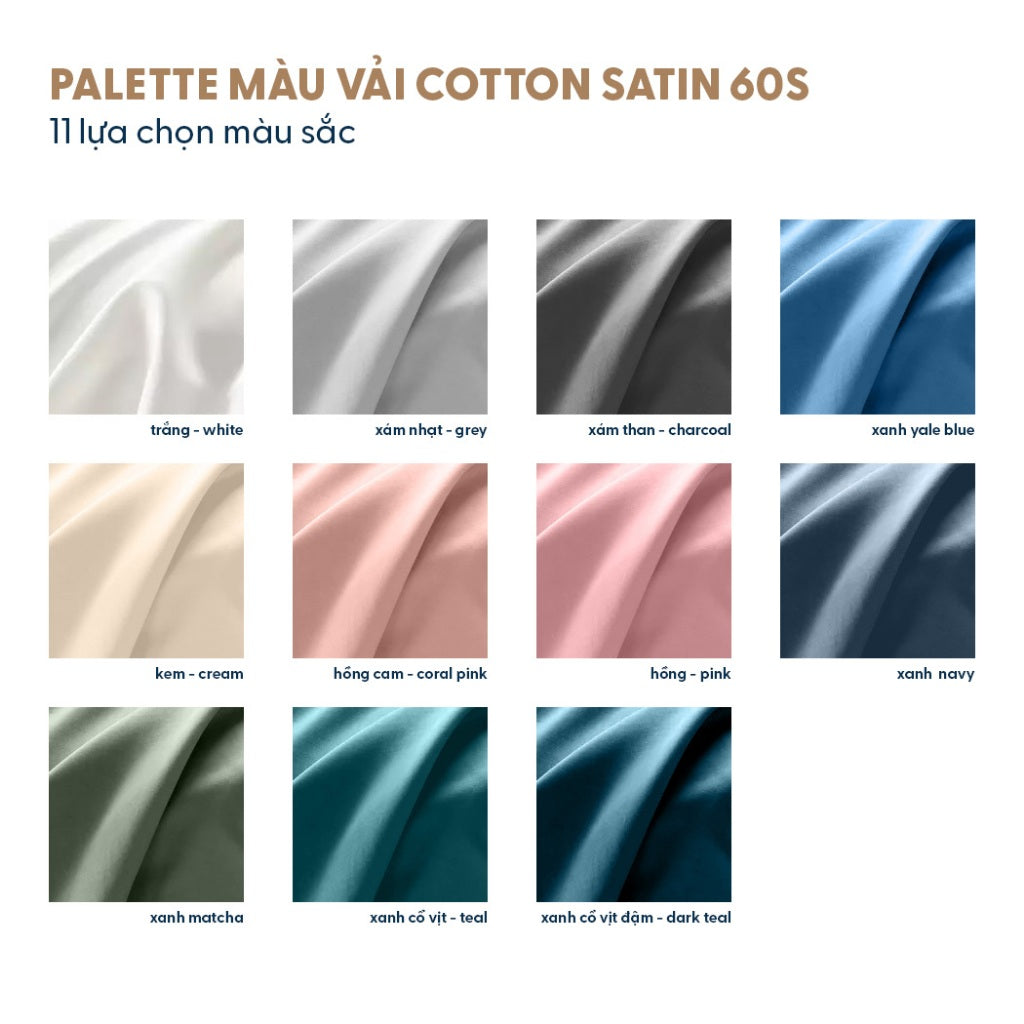 Vỏ Gối Dài Cotton Satin 43x130 cm Màu Trơn